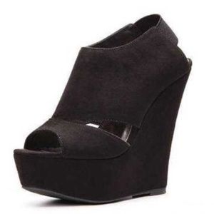 Madden Girl Black Suede Platform Wedge